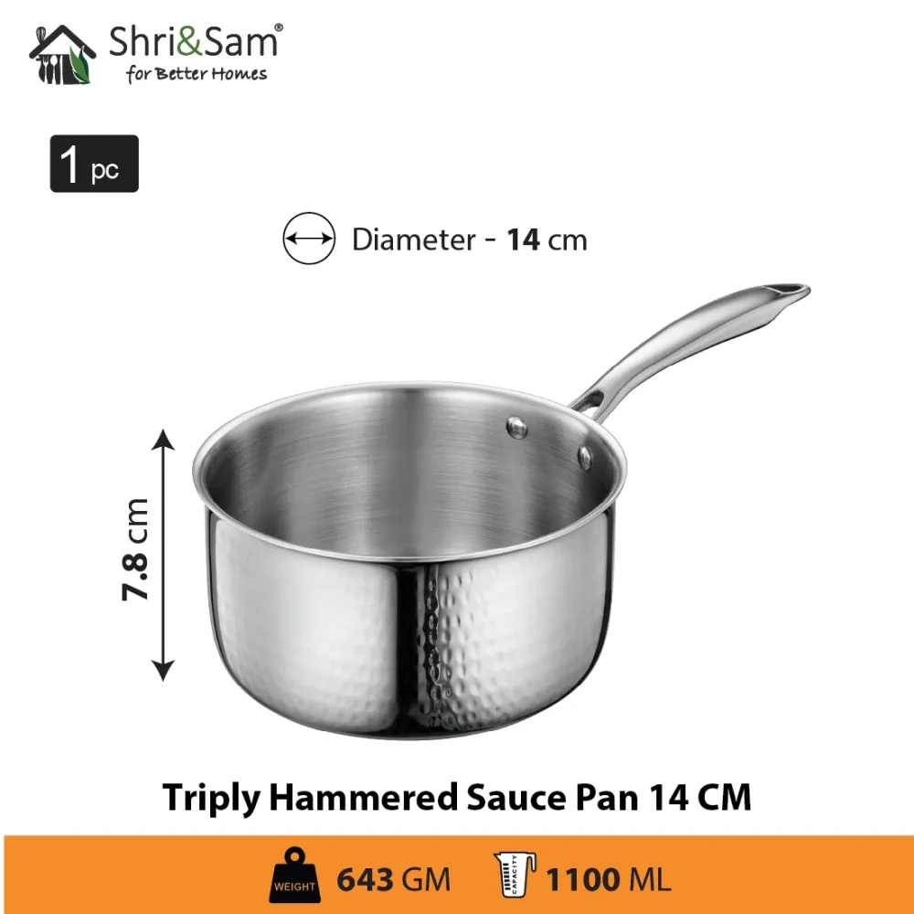 Stainless Steel Bharat Triply Hammered Sauce Pan