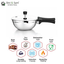 Stainless Steel Bharat Triply Kadhai Pressure Cooker 2.5 Ltr