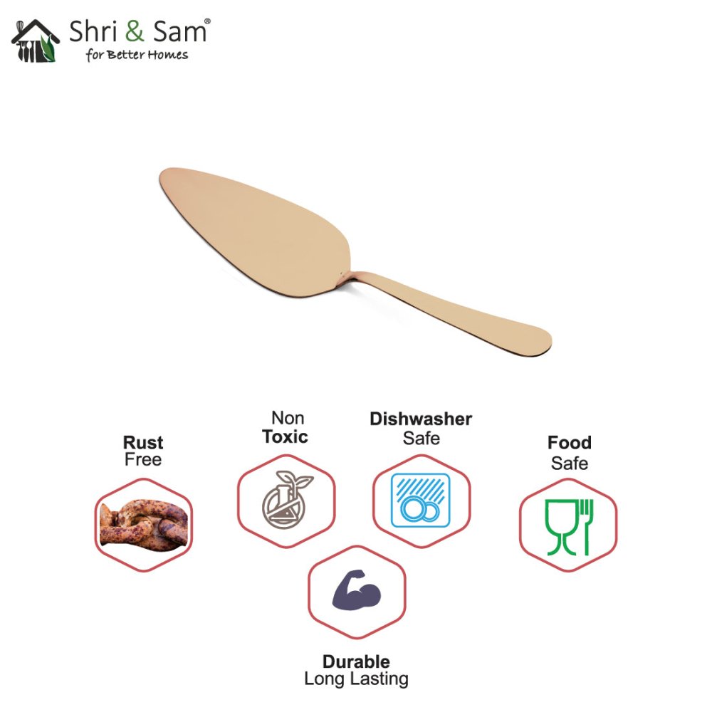 Stainless Steel Cake Server with Rose Gold PVD Coating Jasmine