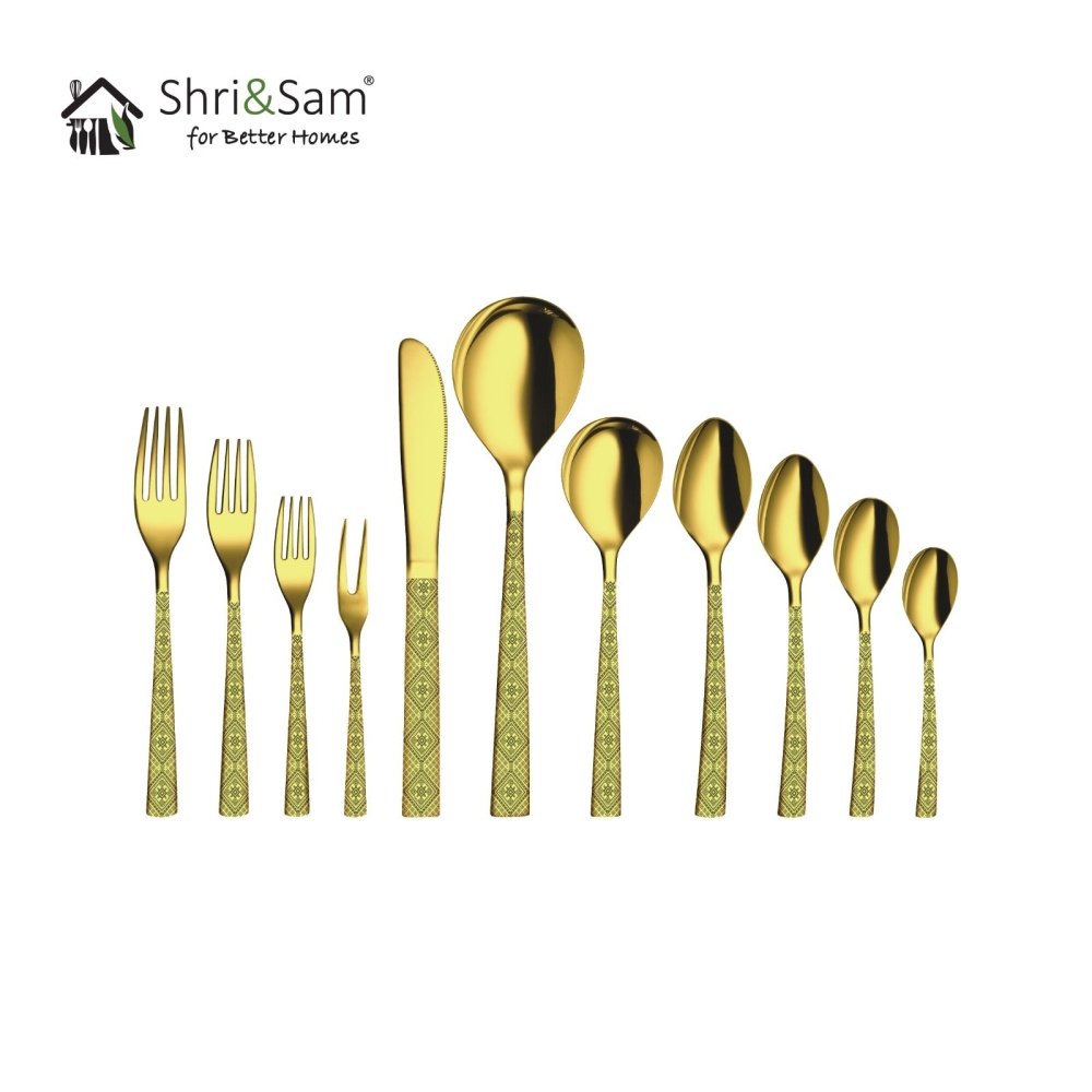Stainless Steel Cutlery with Gold PVD and Laser GSW Shiny