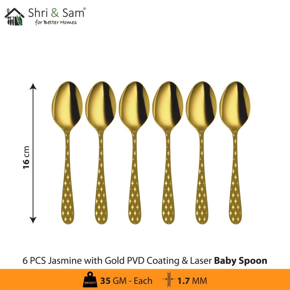 Stainless Steel Cutlery with Gold PVD Coating & Laser 2 Jasmine