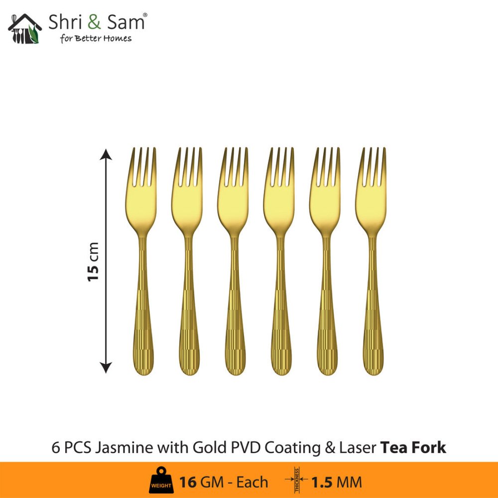 Stainless Steel Cutlery with Gold PVD Coating & Laser 6 Jasmine