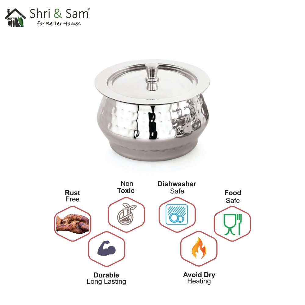 Stainless Steel Hammered Degchi Handi