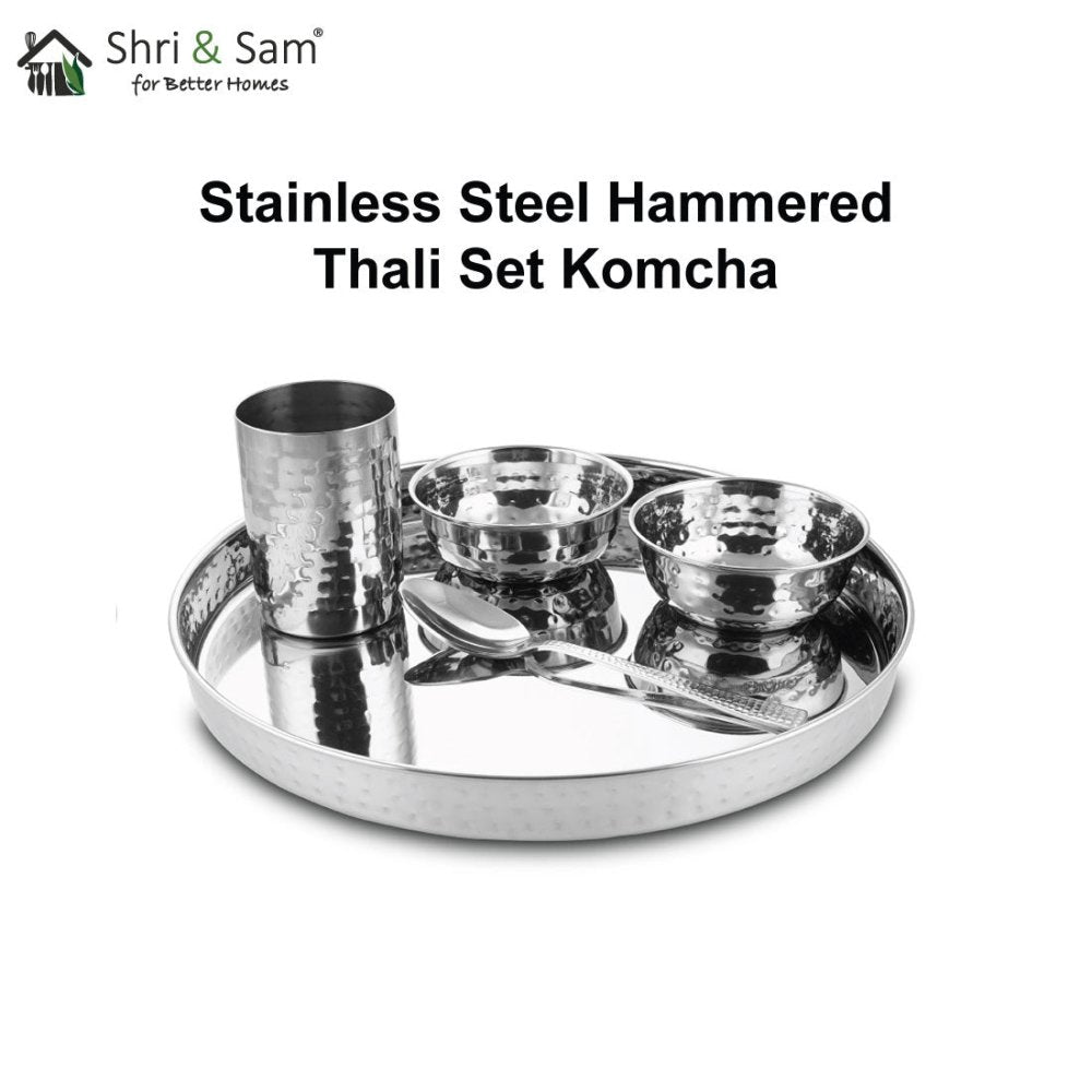 Stainless Steel Hammered Thali Set 25 CM Komcha
