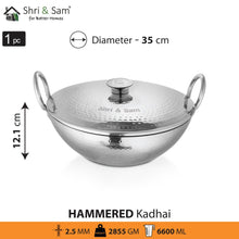 Stainless Steel Heavy Weight Hammered Kadhai with SS Lid