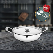 Stainless Steel Heavy Weight Kadhai with SS Lid Platinum