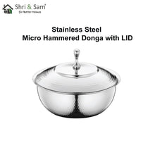 Stainless Steel Micro Hammered Donga with Lid