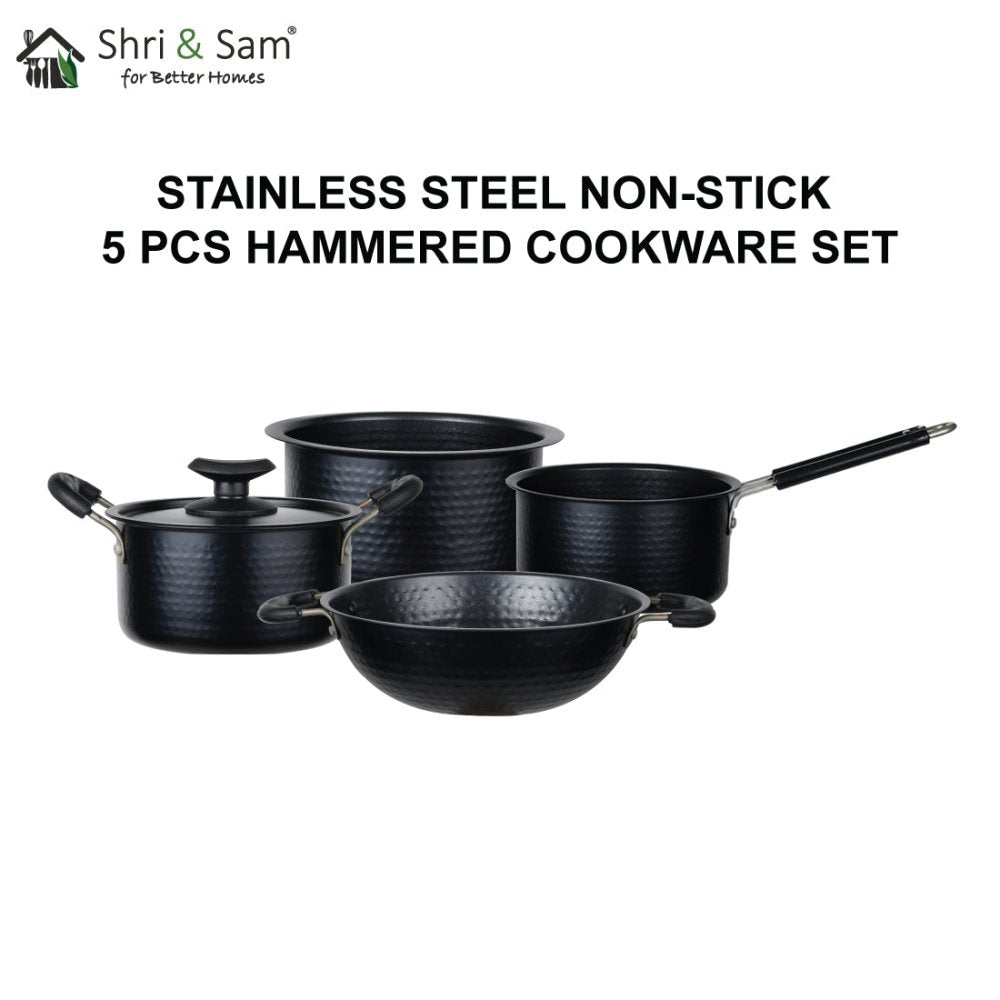 Stainless Steel Non - stick 5 PCS Hammered Cookware Set