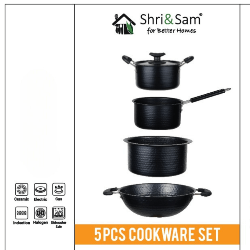 Stainless Steel Non - stick 5 PCS Hammered Cookware Set