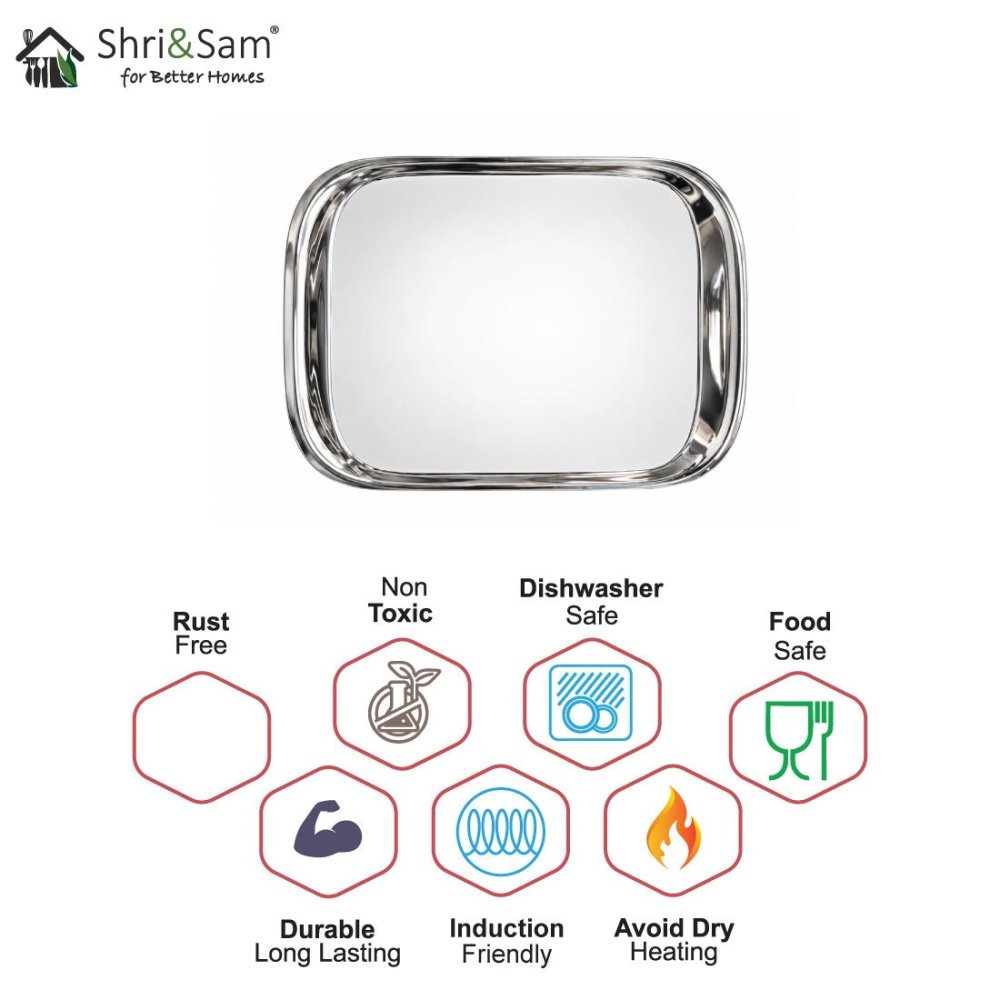 Stainless Steel Rectangular Serving Tray – Classic Edge Design