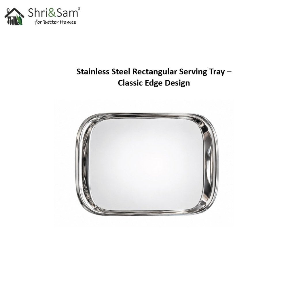 Stainless Steel Rectangular Serving Tray – Classic Edge Design