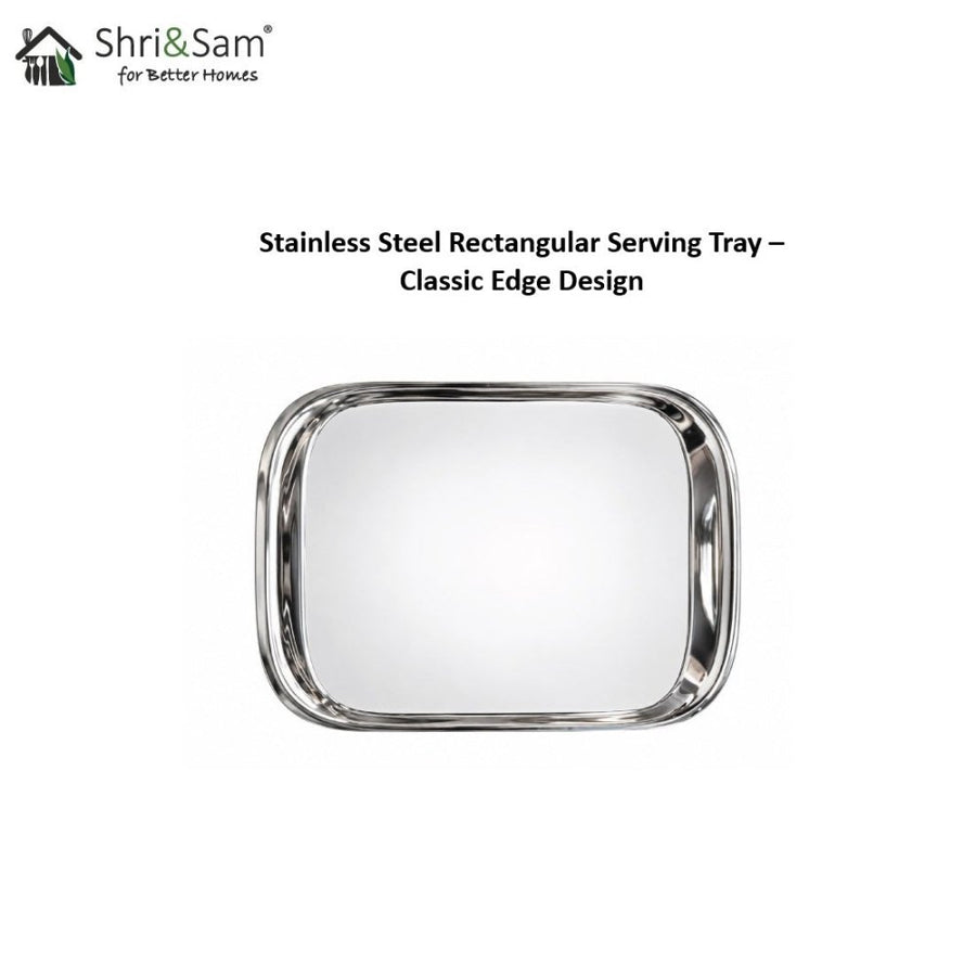 Stainless Steel Rectangular Serving Tray – Classic Edge Design