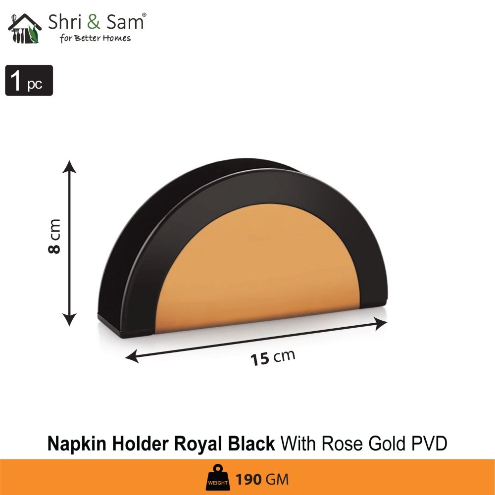 Stainless Steel Royal Swiss Napkin Holder with Rose Gold PVD Coating