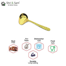 Stainless Steel Sauce Ladle with Gold PVD Coating and Laser Jasmine