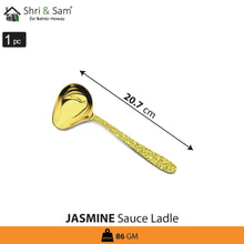 Stainless Steel Sauce Ladle with Gold PVD Coating and Laser Jasmine