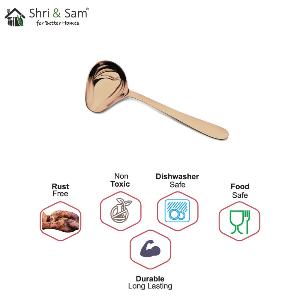 Stainless Steel Sauce Ladle with Rose Gold PVD Coating Jasmine