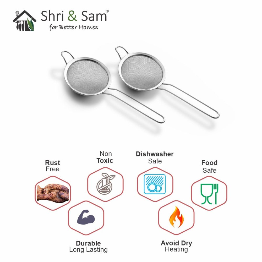 Stainless Steel Strainer 8 cm Set of 2