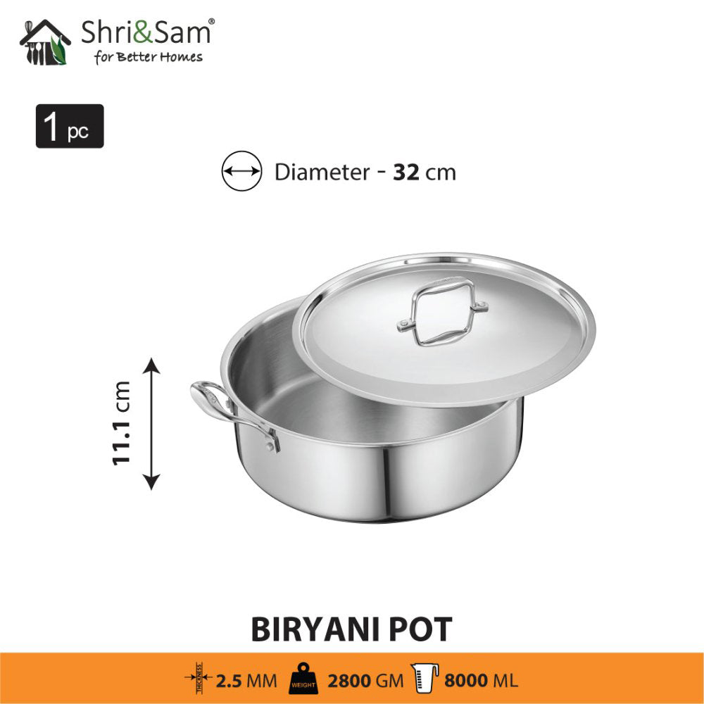 Stainless Steel Triply Bharat Biryani Pot with Lid