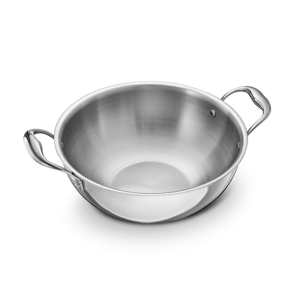 Stainless Steel Triply Bharat Extra Deep Kadhai with SS Lid
