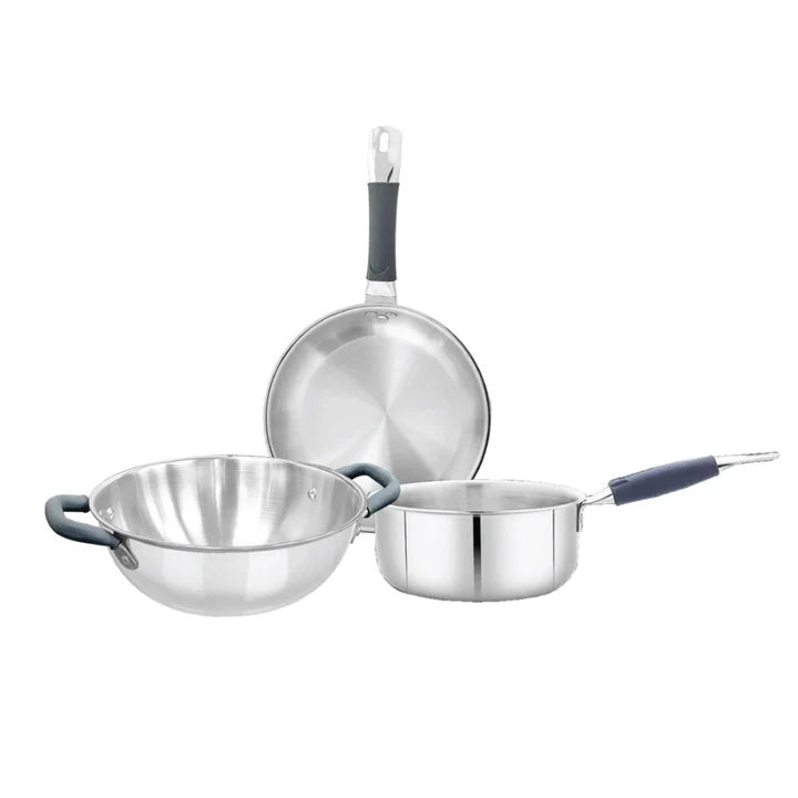 Stainless Steel Triply Bharat Mini 3 PCS Cookware Set with Silicon Rubber
