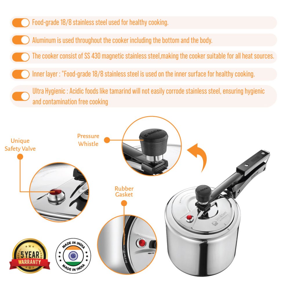 Triply Stainless Steel Bharat Cooker Set – 5 Litre & 3 Litre Combo