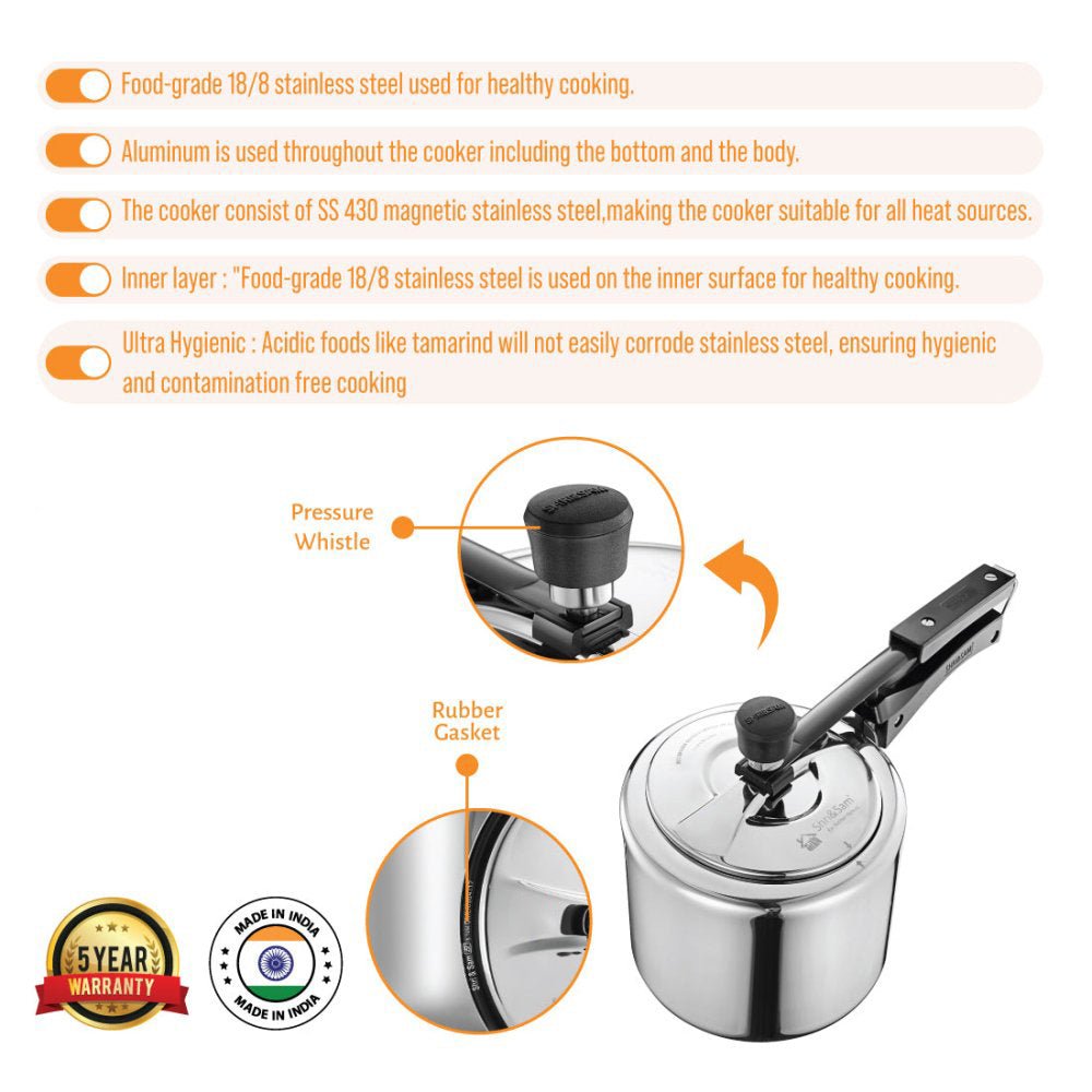 Stainless Steel Triply Bharat Pressure Cooker