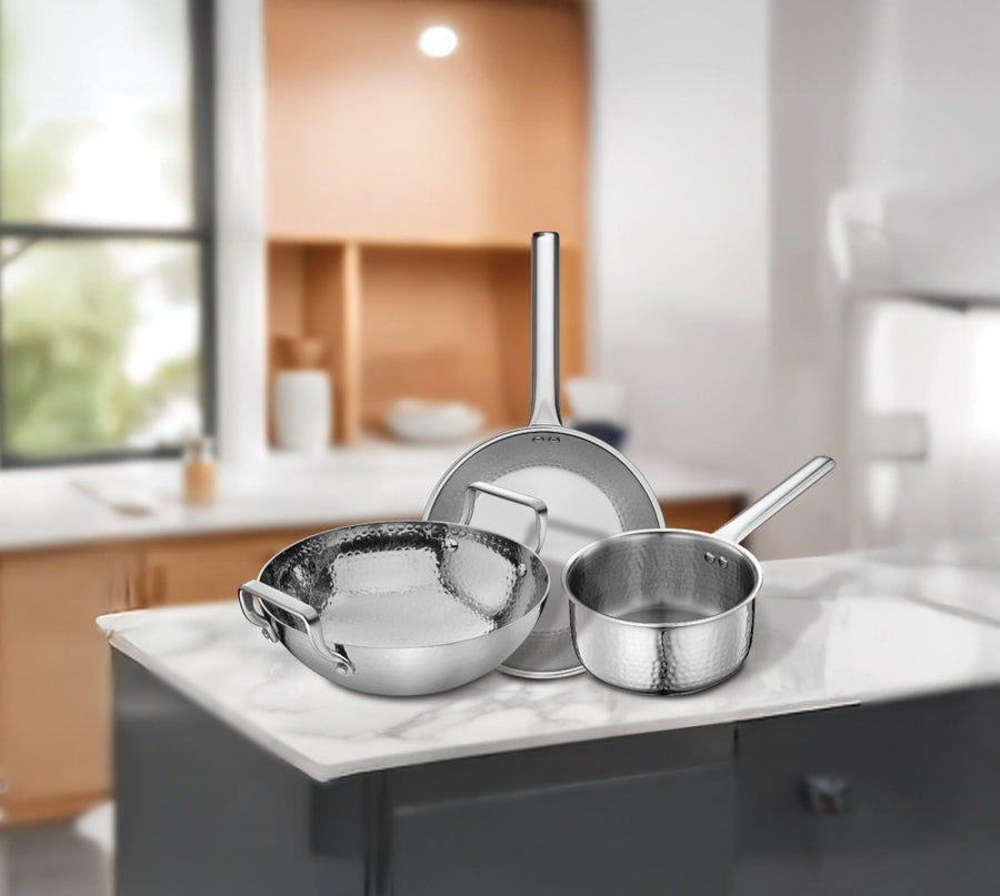 Stainless Steel Triply Hammered Cookware Set of 3 PCS