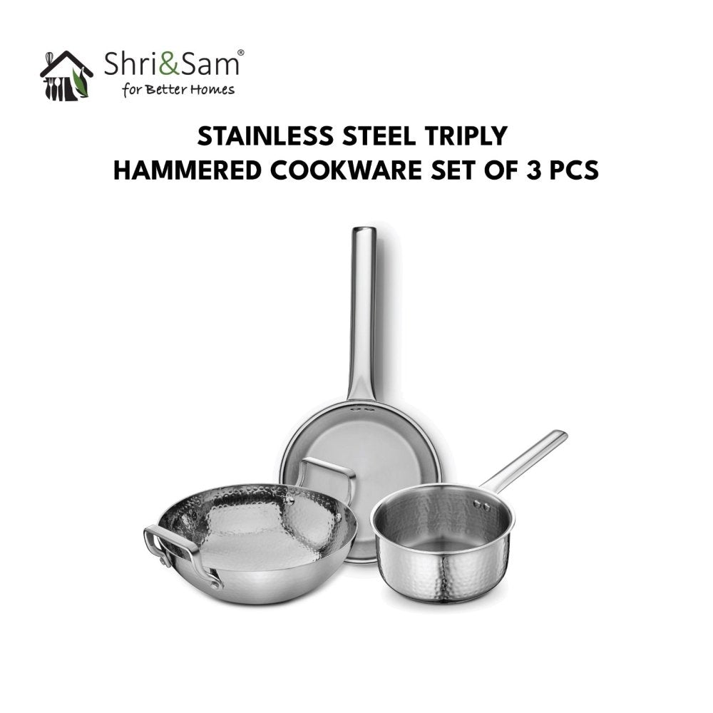 Stainless Steel Triply Hammered Cookware Set of 3 PCS