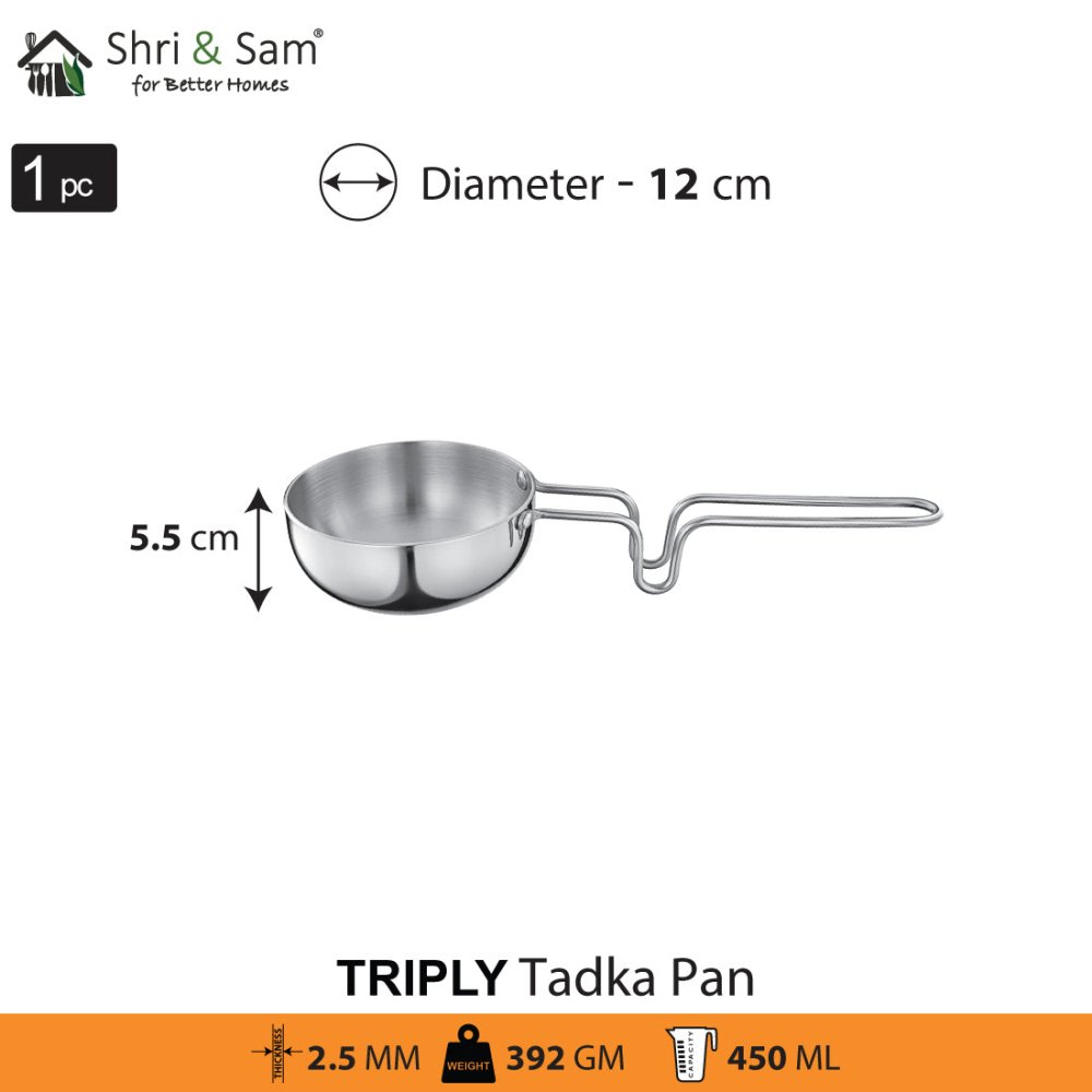 Stainless Steel Triply Tadka Pan