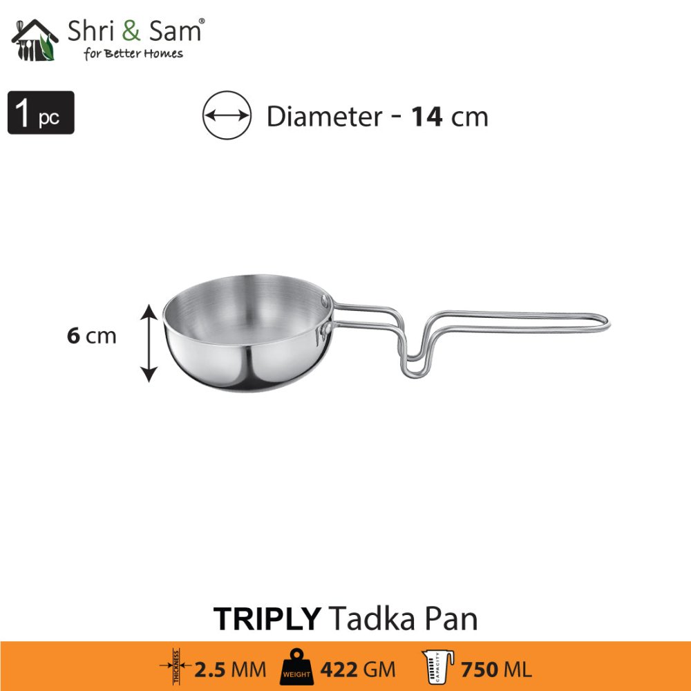 Stainless Steel Triply Tadka Pan