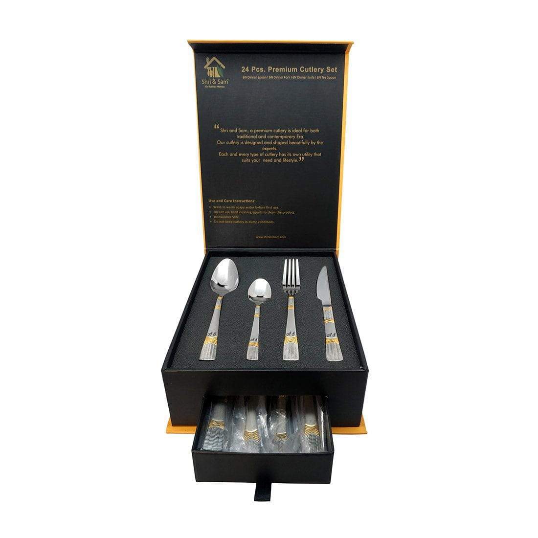 ShriandSam Cutlery Personalized 24 PCS Cutlery Set - Lush (Customized Name Initials)