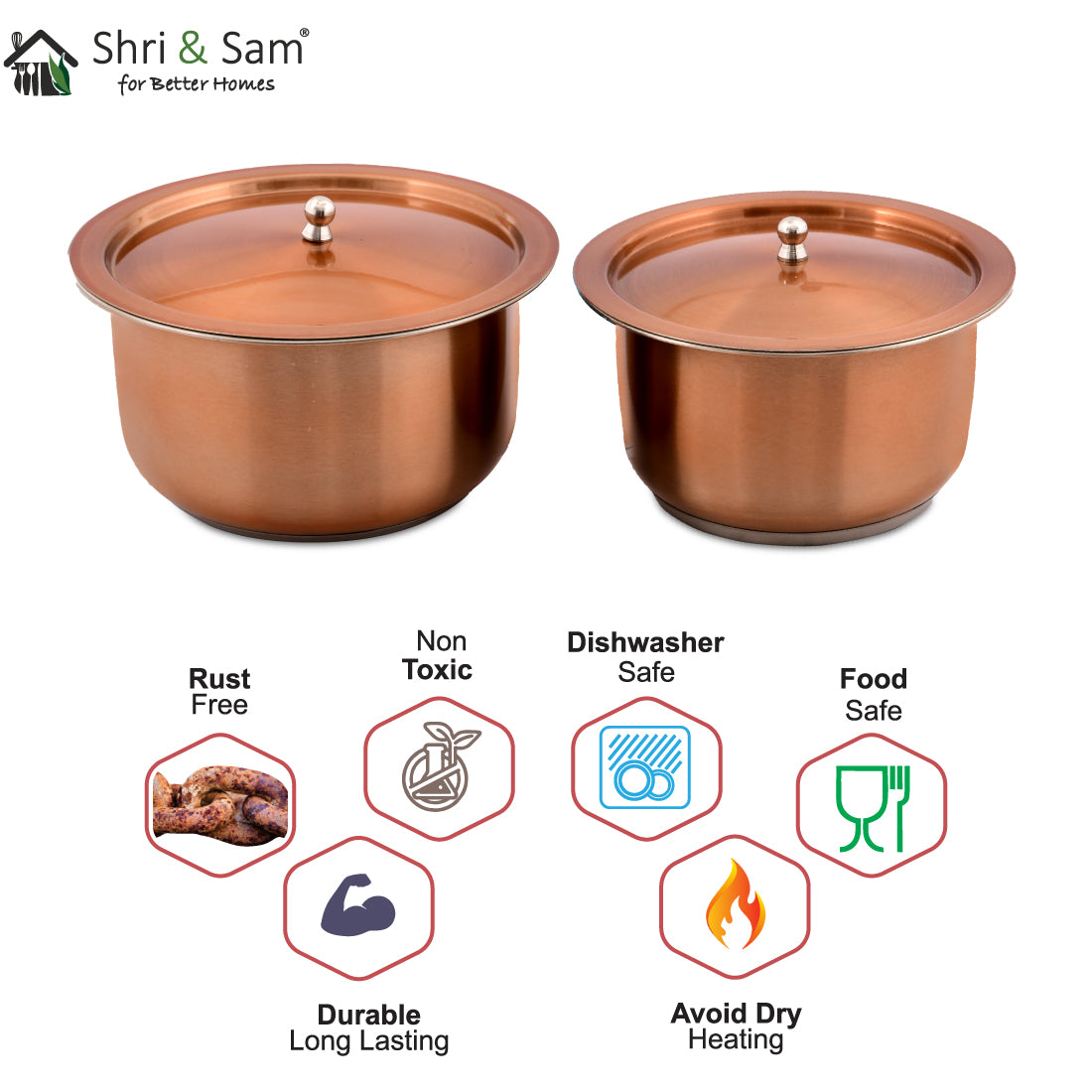 Stainless Steel 2 PCS Copper Tope Set