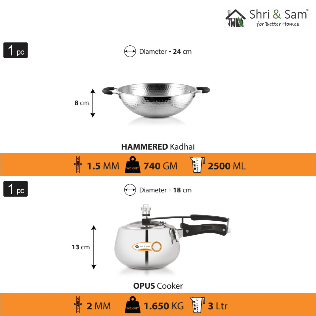 Stainless Steel 2 PCS Cookware Set