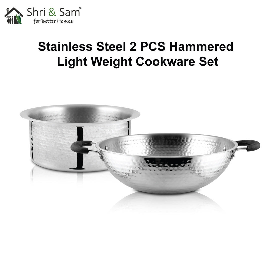Stainless Steel 2 PCS Hammered Light Weight Cookware Set