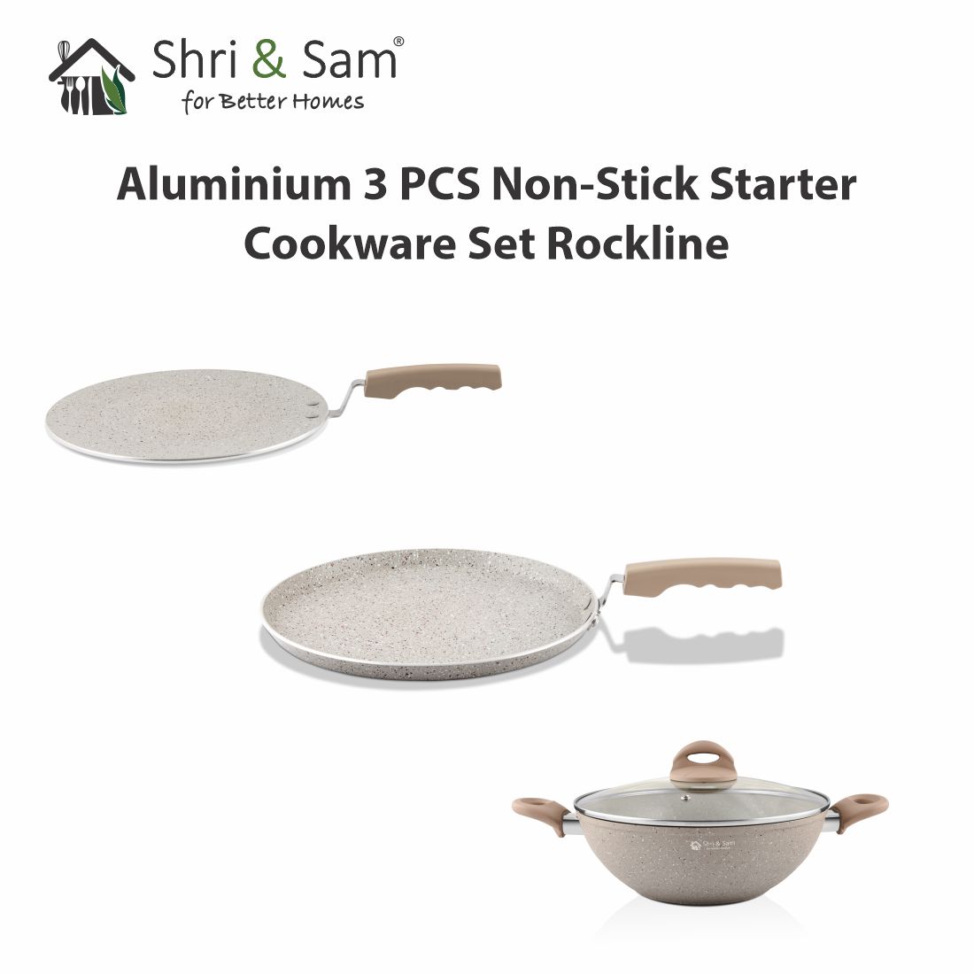 Aluminium 3 PCS Non-Stick STARTER Cookware Set Rockline