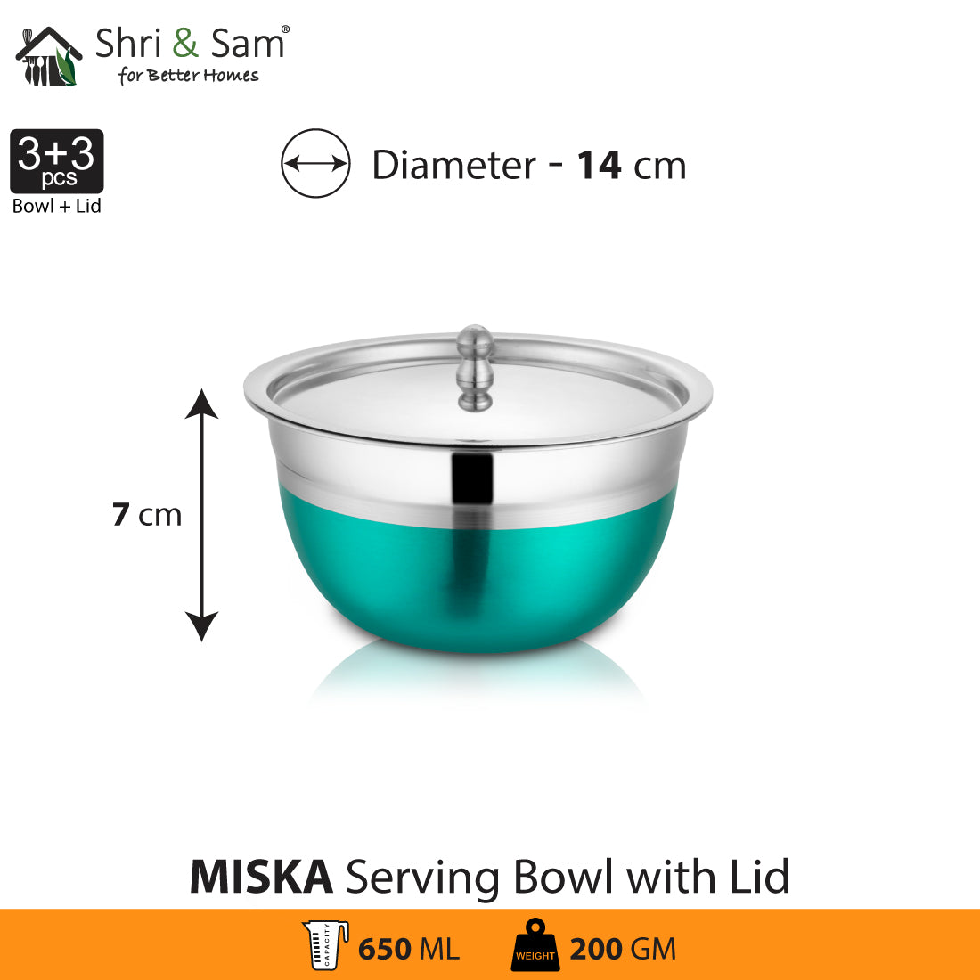 Jagdamba Cutlery Pvt Ltd. Serveware Serving Bowl Set with SS Lid- Miska