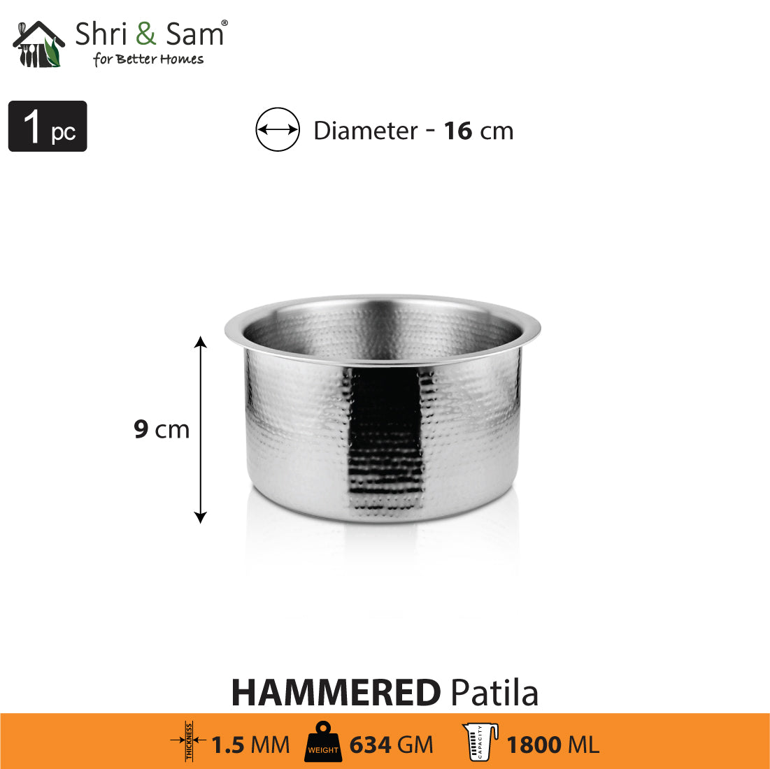 Stainless Steel Heavy Weight Hammered Patila