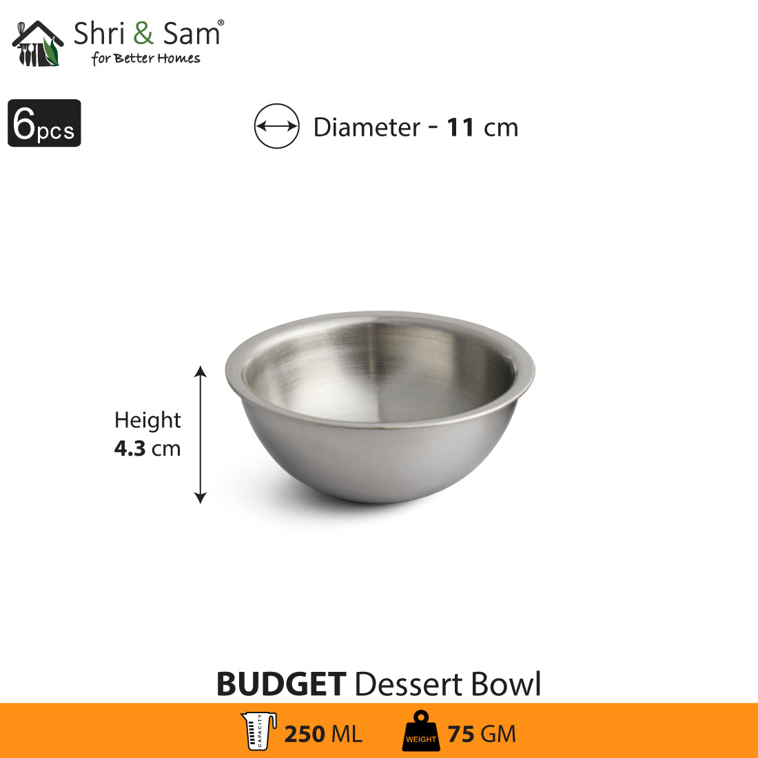 Stainless Steel 6 PCS Dessert Bowl Budget