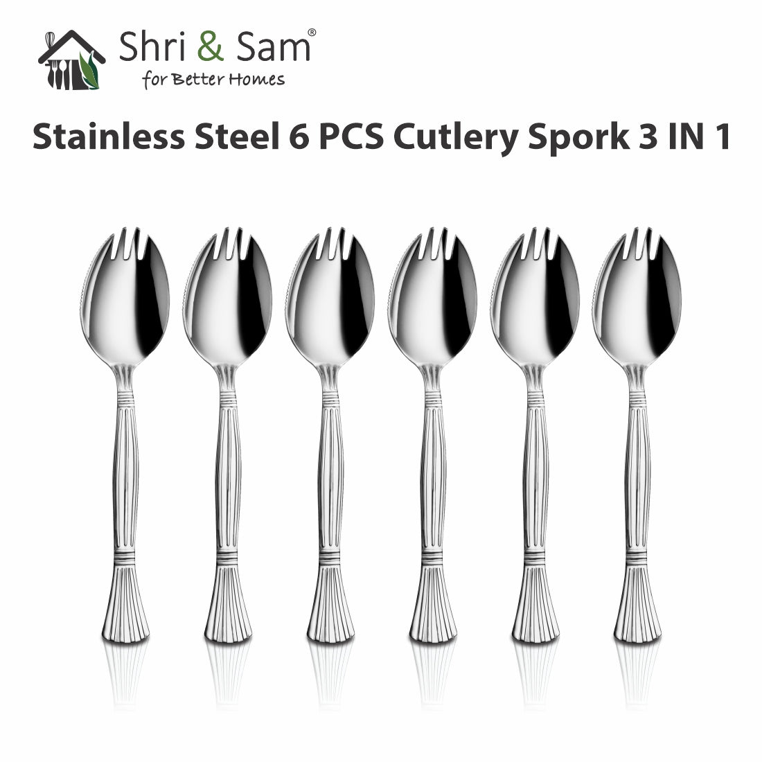 Stainless Steel 6 PCS Cutlery Spork 3 IN 1
