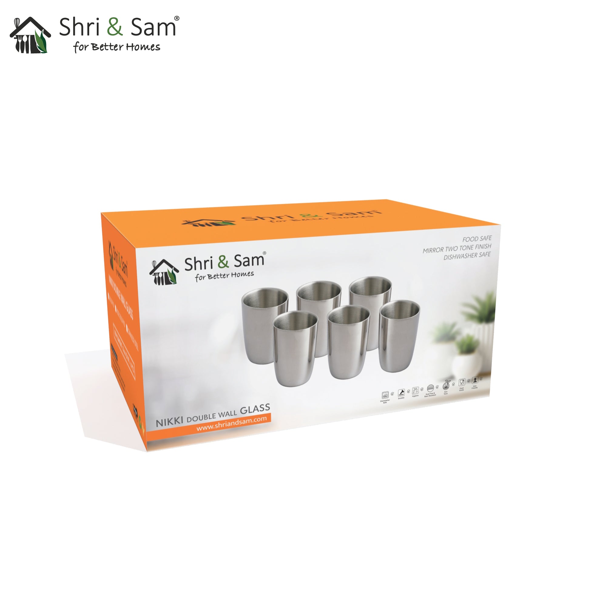 Stainless Steel 6 PCS Double Wall Glass Nikki
