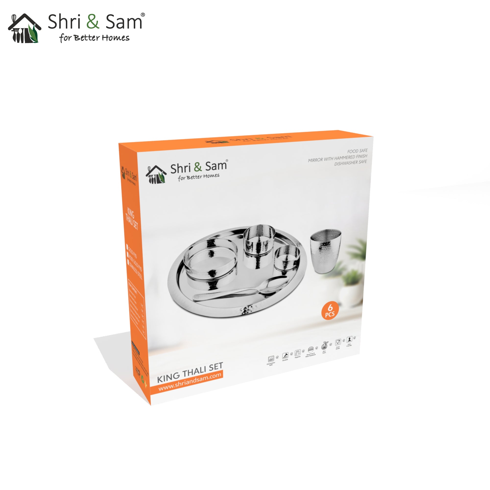 Stainless Steel Hammered Thali Set King
