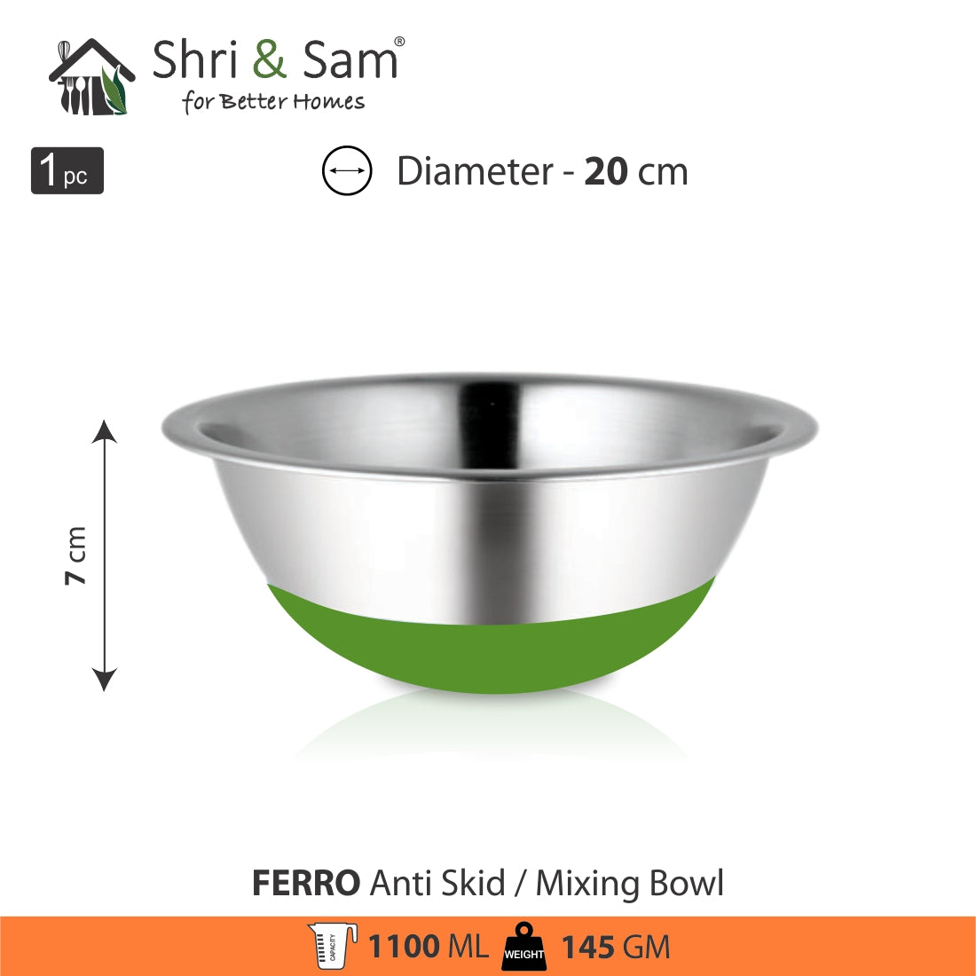 Stainless Steel Anti Skid 20 CM Mixing Bowl Ferro