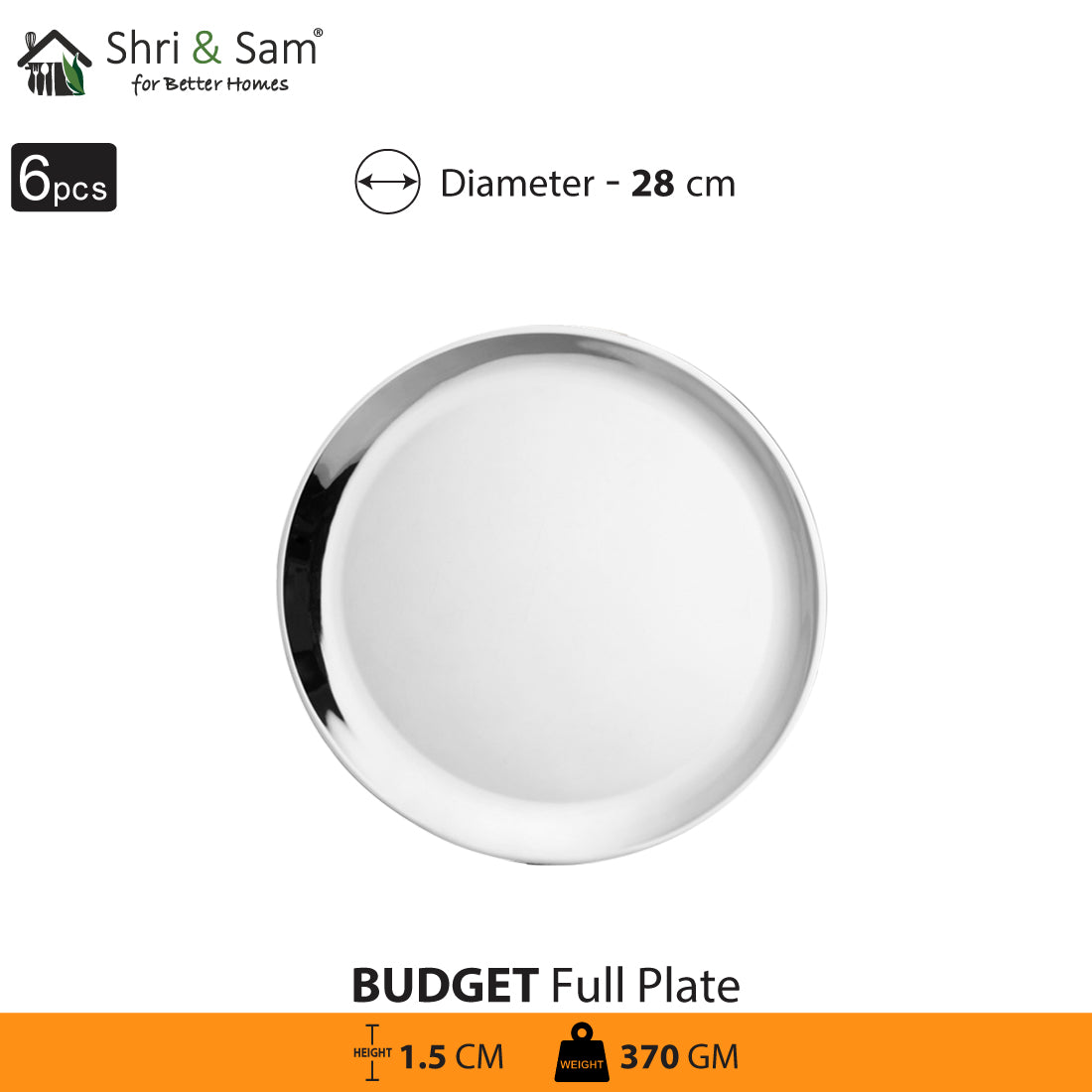 Stainless Steel 6 PCS Full Plate Budget