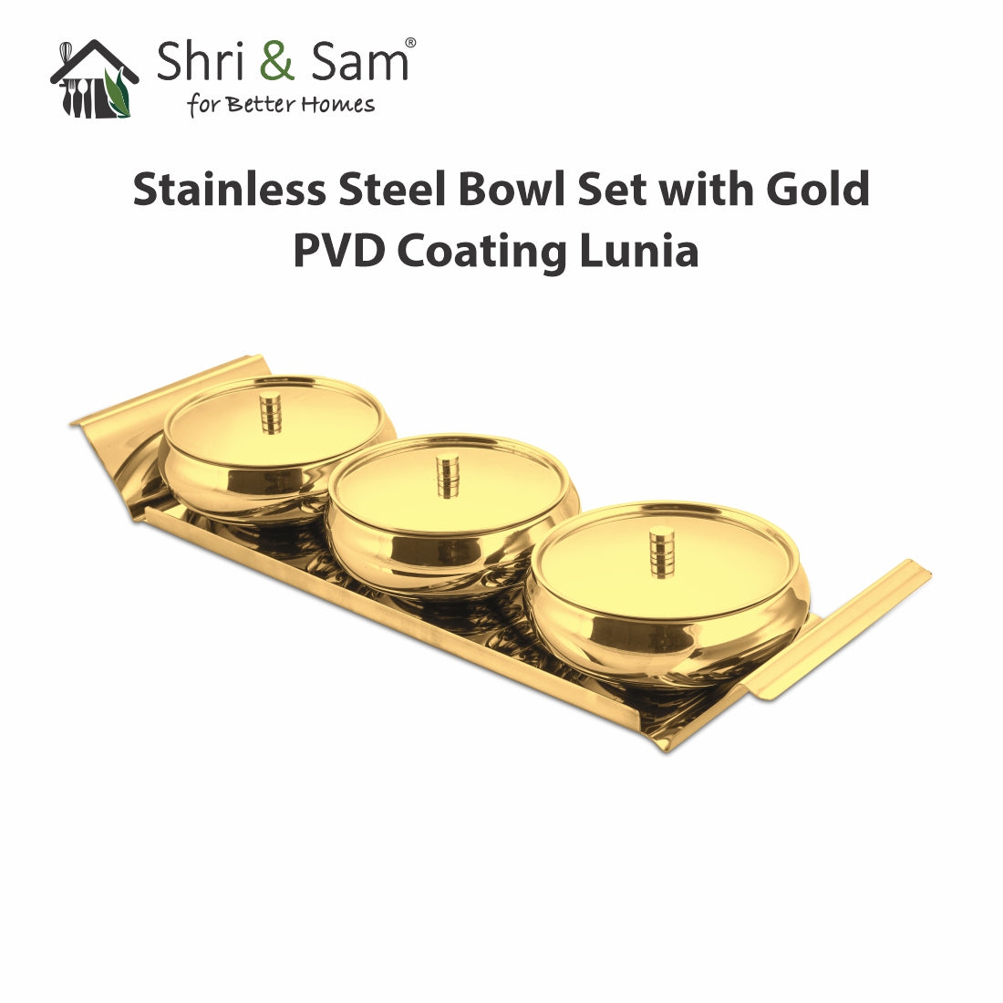 Stainless Steel Bowl Set with Gold PVD Coating Lunia
