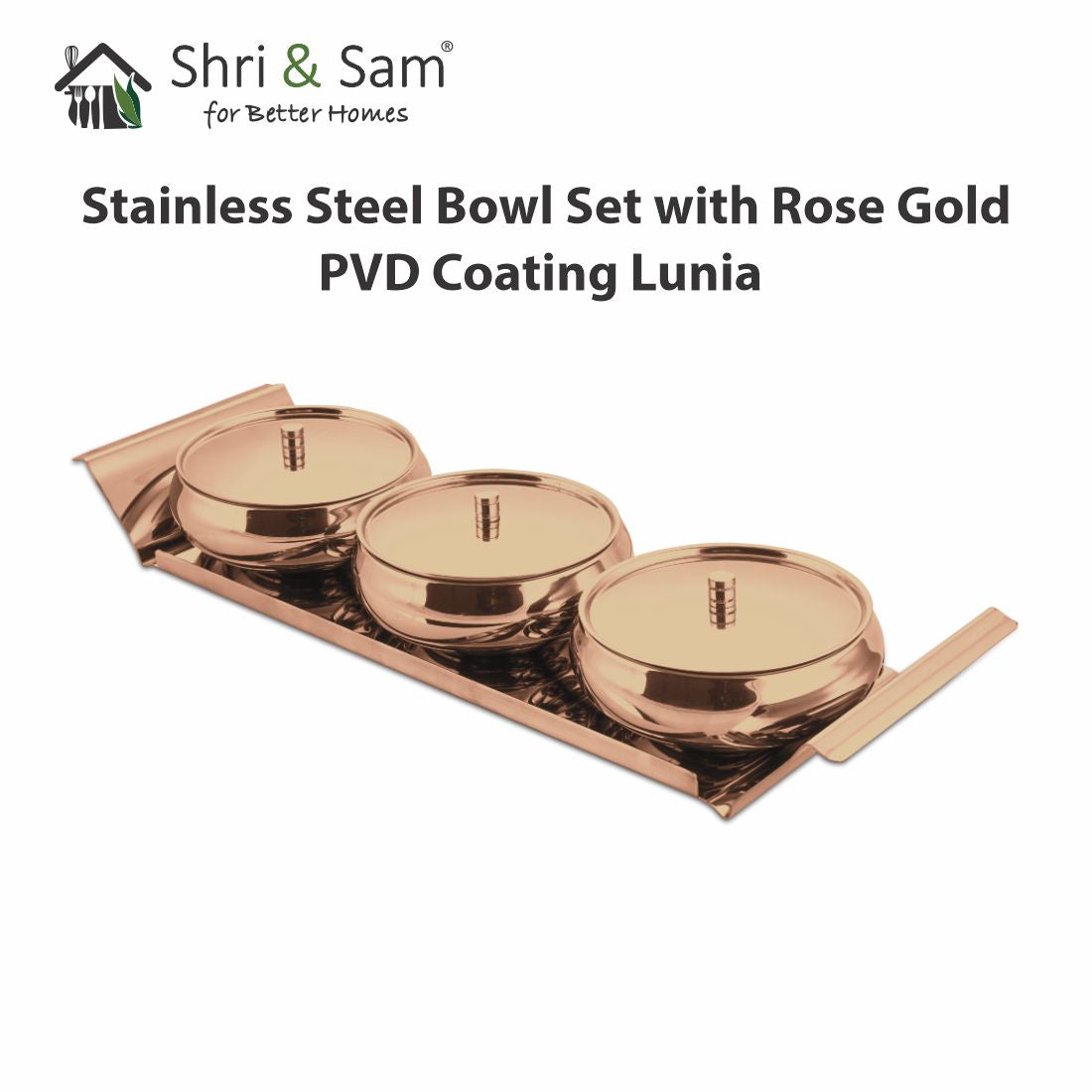 Stainless Steel Bowl Set with Rose Gold PVD Coating Lunia