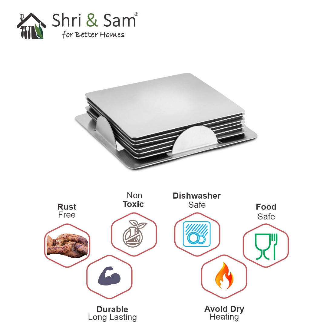 Stainless Steel Square Coaster Set