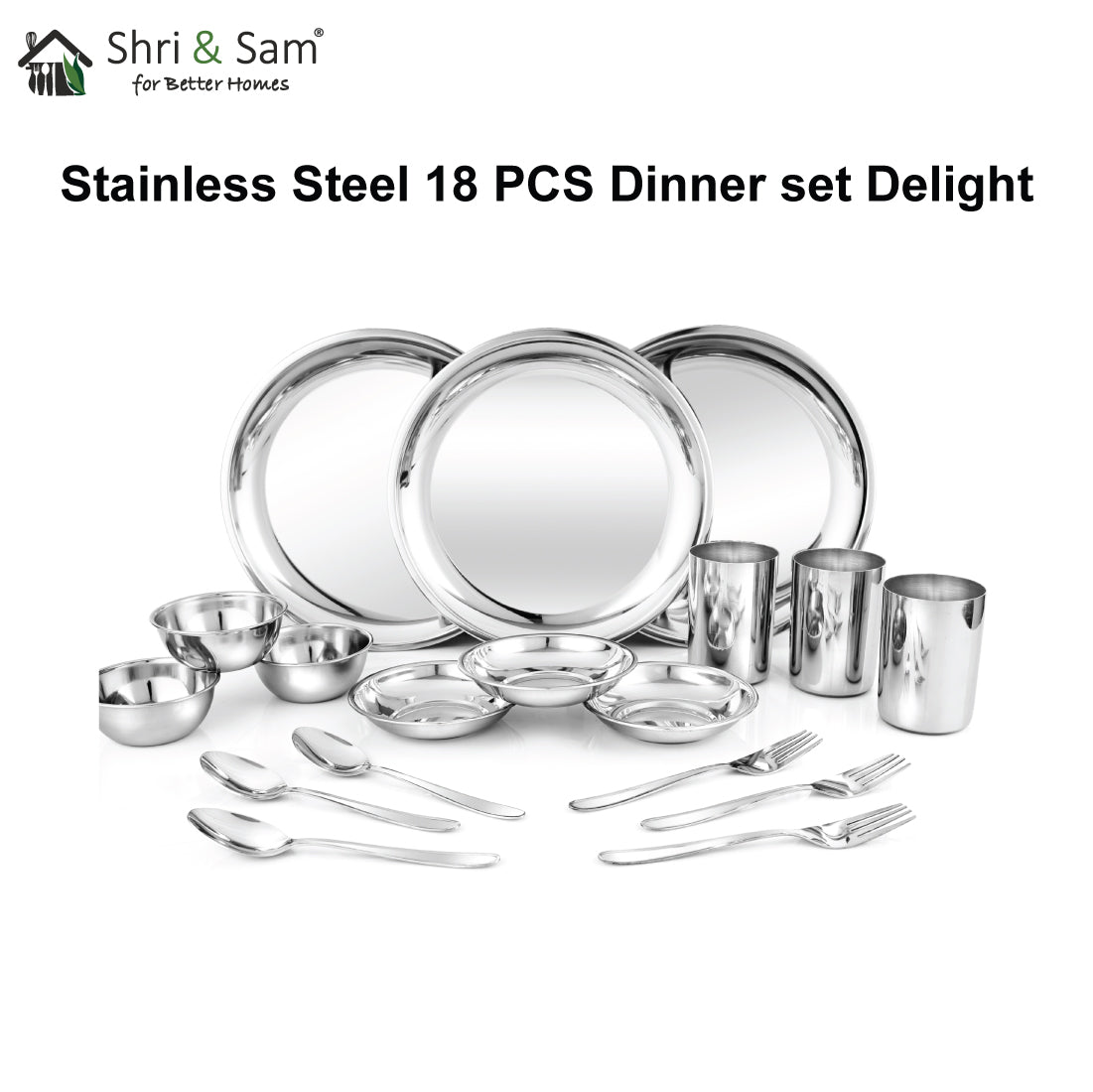 Stainless Steel 18 PCS Dinner set (3 People) Delight