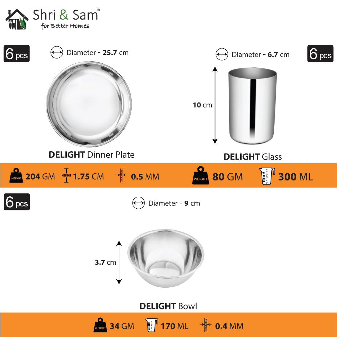 Stainless Steel 30 PCS Dinner set (6 People) Delight