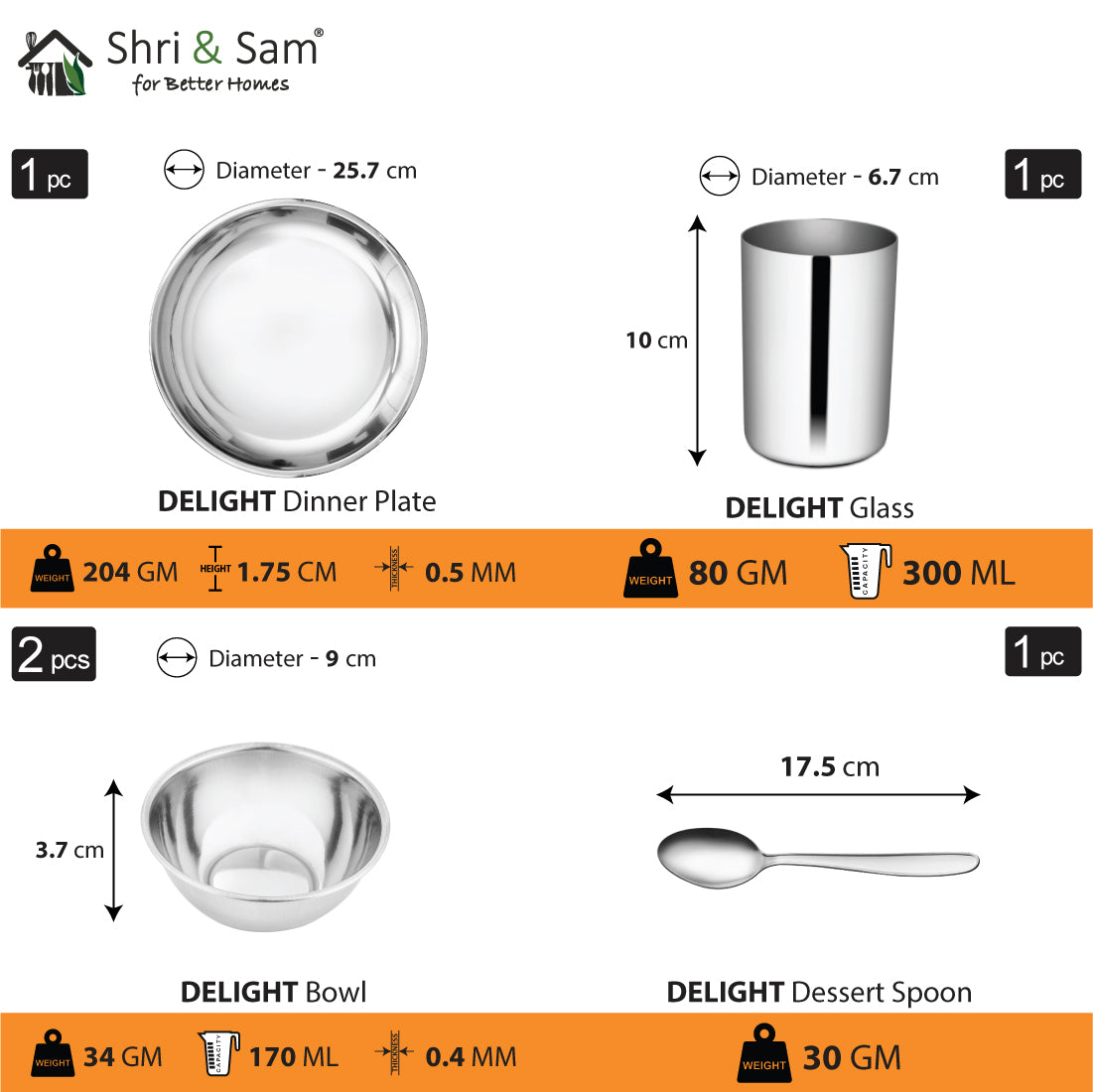 Stainless Steel 5 PCS Thali Set Delight