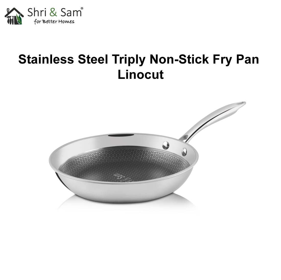 Stainless Steel Triply Non-Stick Fry Pan Linocut